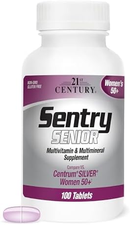 21st Century Sentry Senior Women 50+ Multivitamin, 100 Tablets | Complete Multivitamin & Multimineral, Compare VS. Centrum® SILVER Women 50+, Women 50 Plus, Full-Spectrum Nutrients for Heart