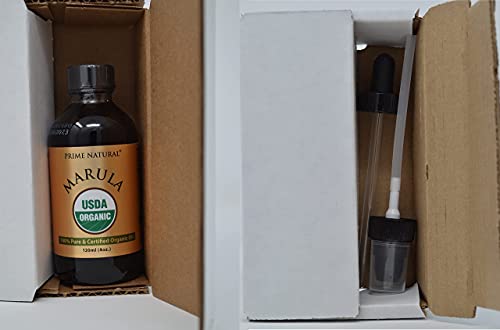PRIME NATURAL Organic Marula Oil, Pure, Cold Pressed, USDA Certified - 4oz