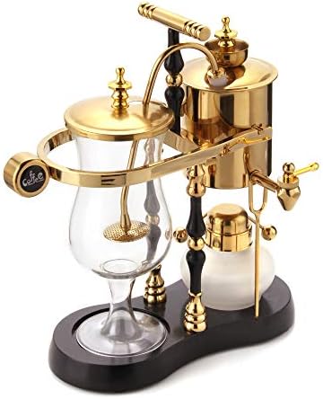 Diguo Belgian/Belgium Family Balance Siphon/Syphon Coffee Maker, Elegant Double Ridged Fulcrum with Tee Handle (Egyptian Black & Gold)