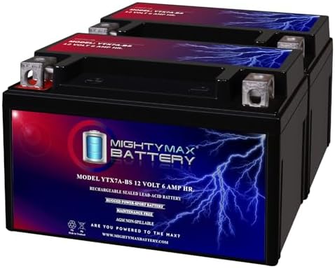 Mighty Max Battery YTX7A-BS -12 Volt 6 AH, 105 CCA, Rechargeable Maintenance Free SLA AGM Motorcycle Battery