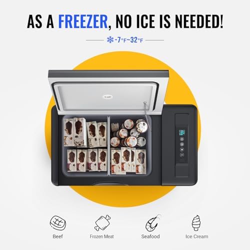 BougeRV 12v refrigerator 23 Quart, -8℉~50℉ Portable Freezer for Car, Grey