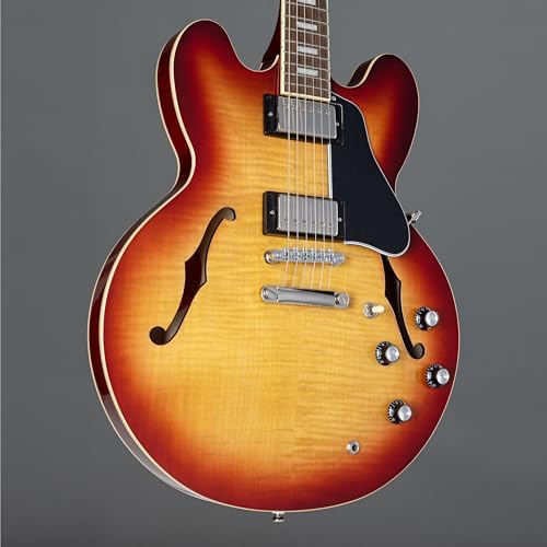 Epiphone ES335 Figured Top Semi Hollowbody, Raspberry Tea Burst