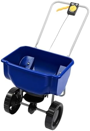 VINGLI 70lbs Fertilizer Spreader with 15 Adjustable Drop Rate, Pre-Assembled Walk-Behind Seed Spreader, with 9" Tire for Multi-Terrain, Broadcast Spreader for Lawn Care & Seed Spreading
