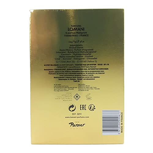 Lomani Ab Spirit Millionaire Eau De Toilette Spray for Men, Gold , 3.3 Ounce
