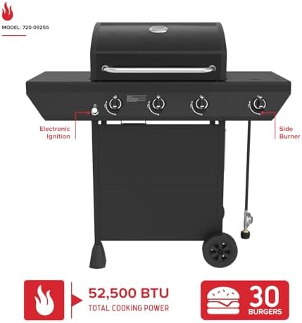 Nexgrill Propane 3-Burner Gas Grill, Side Burner with Durable Steel Lid