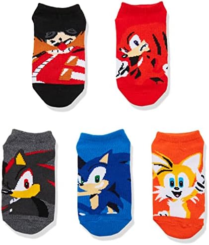 Sonic The Hedgehog boys 5 Pack No Show Socks