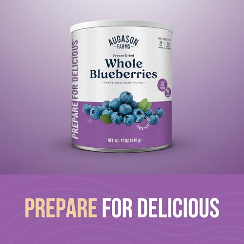 Augason Farms Freeze-Dried Whole Blueberries Can | Emergency Food Supply, 26 Servings, 30 Year Shelf Life, Great for Cooking, Baking, and Snacks
