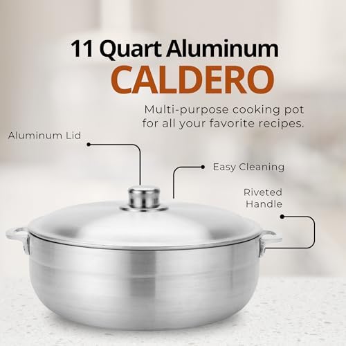 Alpine Cuisine 13-Quart Nonstick Aluminum Caldero Pot | Heavy-Duty Dutch Oven for Large Family Meals, Stews & Rice