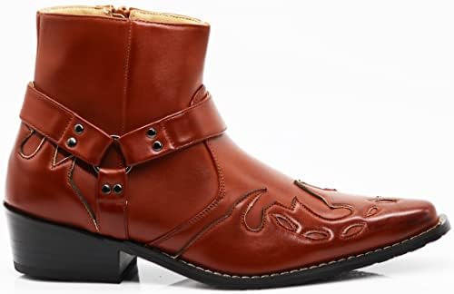 Enzo Romeo WT11 Men's Western Cowboy Motorcycle Ankle Boots