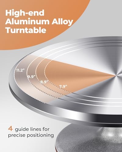 Kootek Aluminum Cake Stand Turntable Set for Decorating Baking Kit, 12" | Beginner-friendly, Baking Supplies Tools with Cake Stand Turntable for Decorating and Display, 2 Spatulas, 3 Icing Scrapers