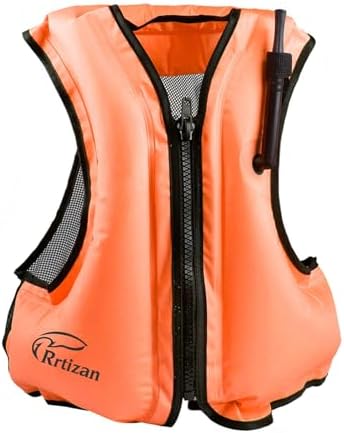 Rrtizan Inflatable Snorkel Vest for Adult, Travel Snorkeling Vest for Swimming, Snorkeling, Paddleboarding, Swim Vest Adult Suitable for 90-220lbs