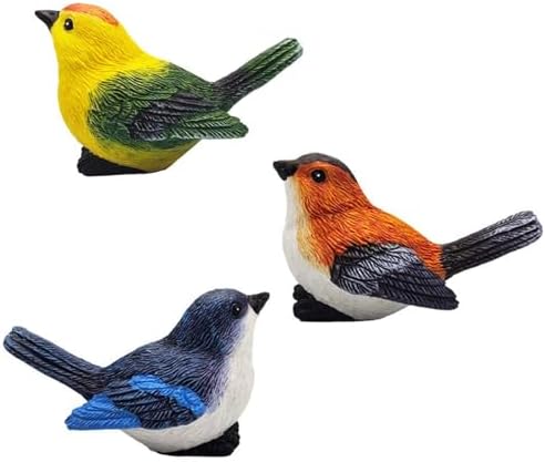 3 Pcs Miniature Bird Decorative Figurines Garden Statue Birds Figures Decor Mini Bird Figures Animal Cake Topper Flower Pots Plant Ornaments Fairy
