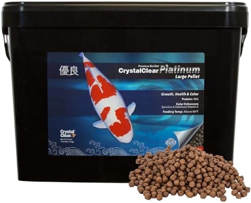 CrystalClear Platinum Fish Food Floating 5mm Pellets, 17.6 lbs | For Koi & Goldfish, premium nutrition to boost growth, color, and wellness in backyard ponds & water gardens