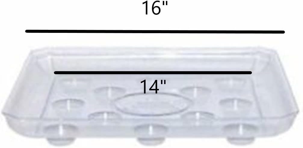 SQDS-1600 Heavy Gauge Footed Square Carpet Saver Saucer, 16-Inch by 16-Inch, Clear