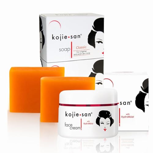 Kojie San Skin and Body Brightening Soap - Original Kojic Acid, Dark Spot Remover Bar Soap with Glycerin & Tea Tree Oil - 65g x 2 Bars