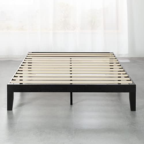 Mellow Naturalista Classic - 12 Inch Solid Wood Platform Bed with Wooden Slats, No Box Spring Needed, Easy Assembly, Queen, Pine
