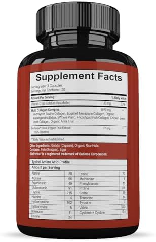 Wholesome Wellness Super-Absorb Multi Collagen Pills (Type I II III V X) Organic Herbs & Bioperine - Hair, Skin