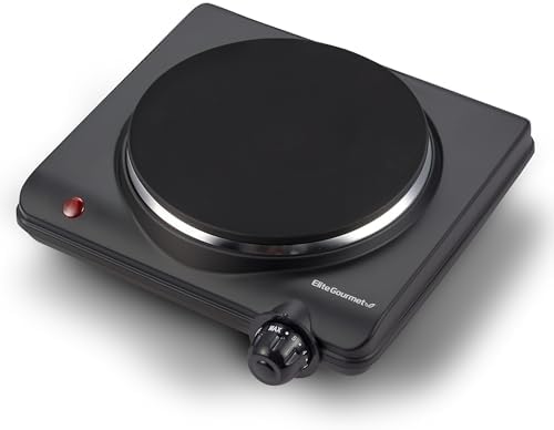 Elite Gourmet Electric Burner, 1000W Cast Iron Hot Plate, 7 Heat Settings