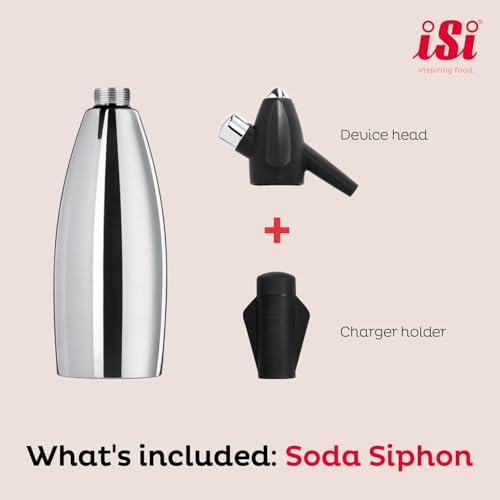 iSi North America Soda Siphon Classic Mesh Sodamaker for Making Carbonating Beverages, 1 Quart, Stainless Steel,Silver