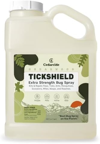 Cedarcide Extra Strength Tickshield | Deep Woods Cedar Oil Tick & Mosquito Repellent Spray for People, Pets, & Indoors | Kills & Repels Fleas, Ticks