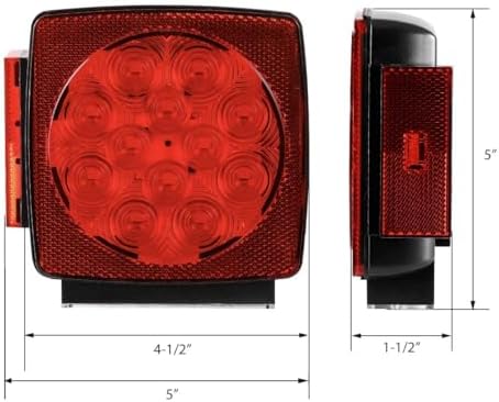 CZC AUTO 12V Submersible LED Trailer Lights & Wiring Kit | Led Trailer Tail Light Set for Under 80 Inch Boat Trailer