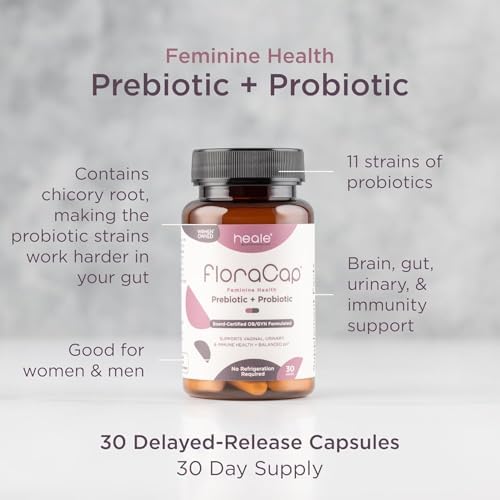 FloraCap Vaginal Probiotics for Women Health, 30 Oral Capsules | Reduce Odor, Itching, & Discomfort, pH-Balanced Formula, Urinary Tract & Healthy Vaginal Flora, Made in USA