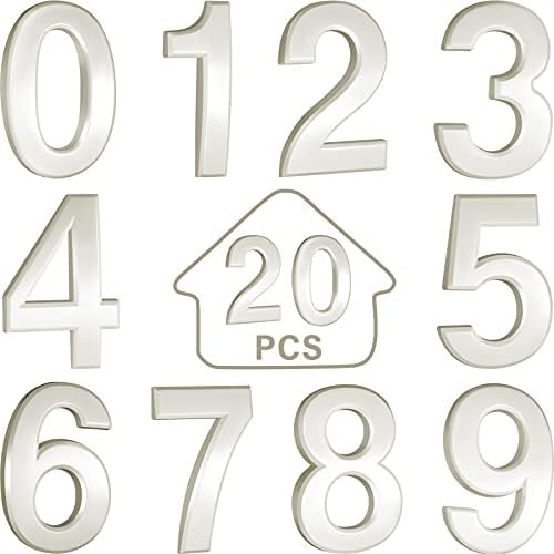 20 Pieces House Numbers Mailbox Numbers 0-9, 3D Door Address Numbers Self Adhesive Mailbox Numbers Sticker or House, Apartment, Office, Hotel Room