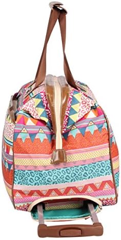 Lily Bloom Pattern 22 Inch Duffel Bag with 2-Rolling Wheels, Weekender Overnight Travel Lightweight Carry-On Suitcase For Women