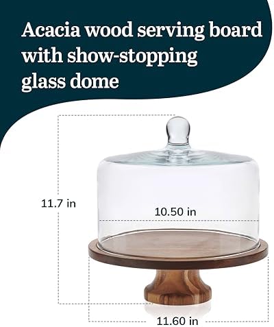 Libbey Selene 6-in-1 Domed Cake Stand, Unique Space Saving Glass Cake Stand with Dome, Multi-Purpose Dip Bowl To Serve Snacks and More
