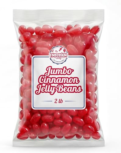 Cinnamon Jelly Beans 2 lbs Jumbo Extra Large Red Chewy Sweet Spiced Candy
