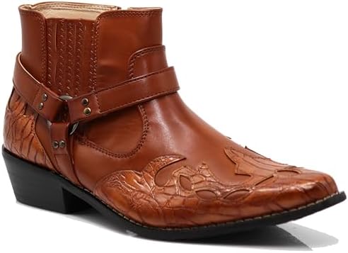 Enzo Romeo WT11 Men's Western Cowboy Motorcycle Ankle Boots