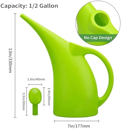MyLifeUNIT Watering Can for Indoor Plants, Water Can with Shower Head, 1/2 Gallon (Green)