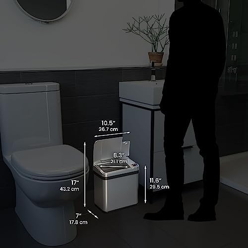 iTouchless 13 Gallon and 2.5 Gallon Automatic Touchless Sensor Kitchen Cans with Odor Control System, Stainless Steel, Includes 10 Premium Bags
