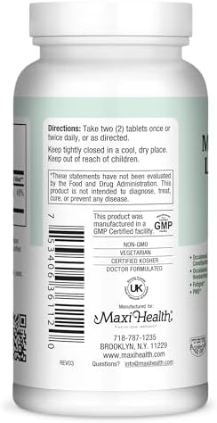 Maxi Health Magnesium Glycinate Lysyl Supplement – Magnesium Glycinate 200mg – Supports Sleep, Energy Boost, Bone Strength