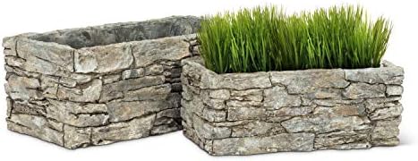Abbott Collection Medium Rectangle Stack Stone Planter - Cement (5x10 L)