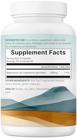Micro Ingredients Magnesium Glycinate 500mg Per Serving, 240 Capsules | Potent Elemental Form, Chelated, High Absorption | Healthy Muscle, Bones
