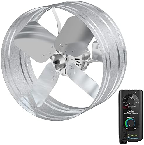 iLiving ILG8G14-12T Automatic Gable Mount Attic Ventilator Fan with Adjustable Thermostat, 2.85 Amp, 2339 CFM, Single-Speed | Automatic