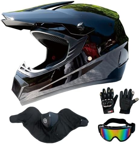 Dirt Bike Helmets Black Fullface DOT Motorcycle E Bike ATV Helmet
