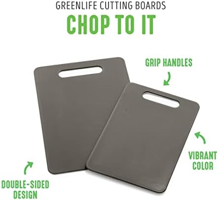 GreenLife Cutting Board Set 8x12" & 10x14", Extra Durable, Meal Prep, Non-Slip, Grip Handles, Crack Resistant, Dishwasher Safe, Reversible, Versatile Kitchen Essentials, Turquoise