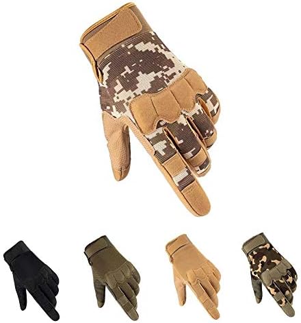 HYCOPROT Full Finger Gloves, Touch Screen Knuckle Protective Breathable Lightweight Outdoor Gloves for Shooting, Hunting, Motorcycling, Climbing