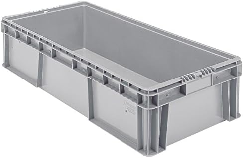Buckhorn SW3215080201000 Plastic Straight Wall Storage Container Tote, (32-Inch x 15-Inch x 7-1/2-Inch), light grey