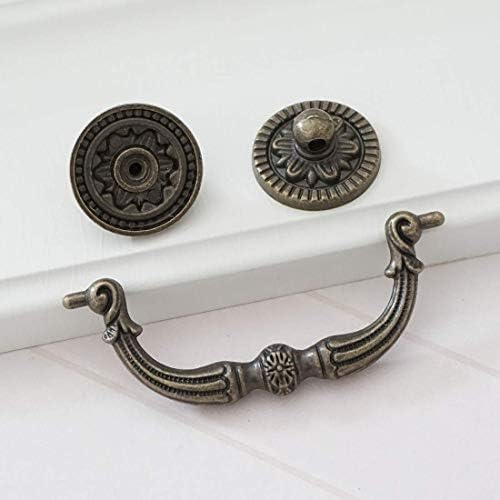 3" Vintage Look Drop Bail Dresser Drawer Pulls Handles Knob Antique Bronze Rustic Cabinet Door Knobs Handle Pull 76 (1, 3" Hole Centers)