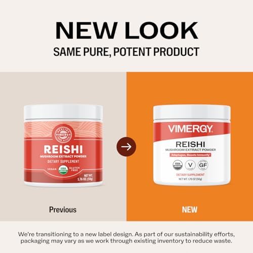Vimergy Reishi Powder – Superfood Cellular Support* – Benefits Immune Health* – USDA Certified Organic, Vegan, Paleo-Friendly, Gluten-Free – 33 Servings | Superfood Cellular Support*, Adaptogen*, Boosts Immunity*, Vegan, Alcohol & Gluten-Free Supplement