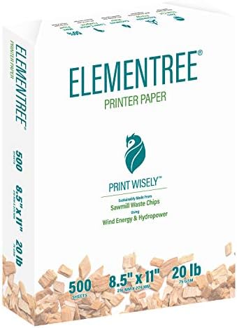 Elementree Sustainable Printer Paper 8.5" x 11" - Made from Sawmill Waste - 20 lb Copy & Multipurpose Computer Paper - 375 Reams, 75 Cartons, 187