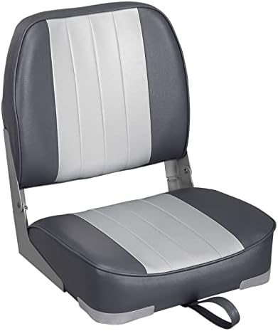 Leader Accessories Classic Low Back Folding Fishing Boat Seat Boat Chairs | Marine Boat Chairs With Thick Cushion, Aluminum Hinge, Use universal 5"x5" Mount, Fits Jon/Bass/Pontoon Boats