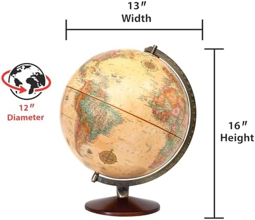 Replogle Illuminated World Globe with Stand, 12 Inch diamteter light up globe with 3-D Raised Relief Texture. Perfect for Children And Kid's Classroom and home Decor, Made In USA