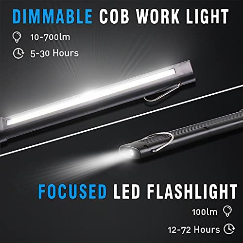 Dr. Prepare LED Work Light, 700 Lumens Foldable Rechargeable Work Light, 3200mAh Cordless Portable Magnetic COB LED Inspection Light for Car Repair