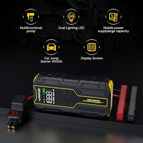 Car Jump Starter with Air Compressor, VoltSurge 6000A Peak 12V Battery Jumper Starter Portable Booster Pack