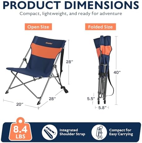 Alvantor® Camping Chair, Full Mesh Folding Beach Chair Breathable High Back Portable Lawn Chair for Outdoor, Armrest, Cup Holder, Easy Use Seat for Travel, Fishing, Pinic, Sports Event, 24"x31"x38"