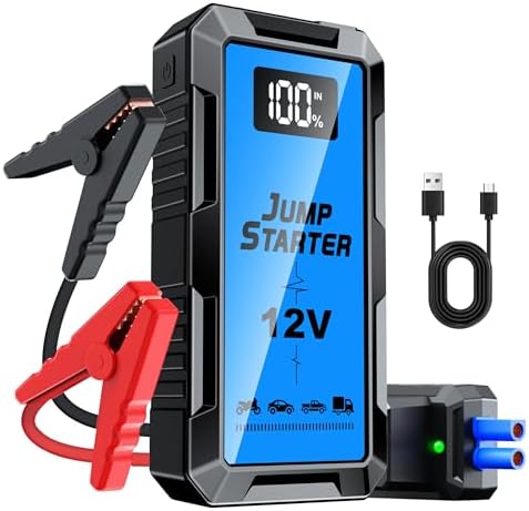 8000A Car Battery Jump Starter Box with Jumper Cables, 12V Car Jump Starter Portable (All Gas